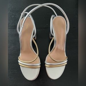 Gianvito Rossi Bekah Block-Heel Metallic Leather Sandals $845